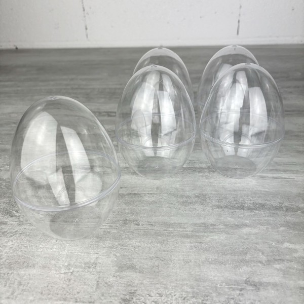 Lot 5 Oeufs en plastique transparent séparable, 12 cm, fond plat, Contenant sécable au centre, pâque - Photo n°4