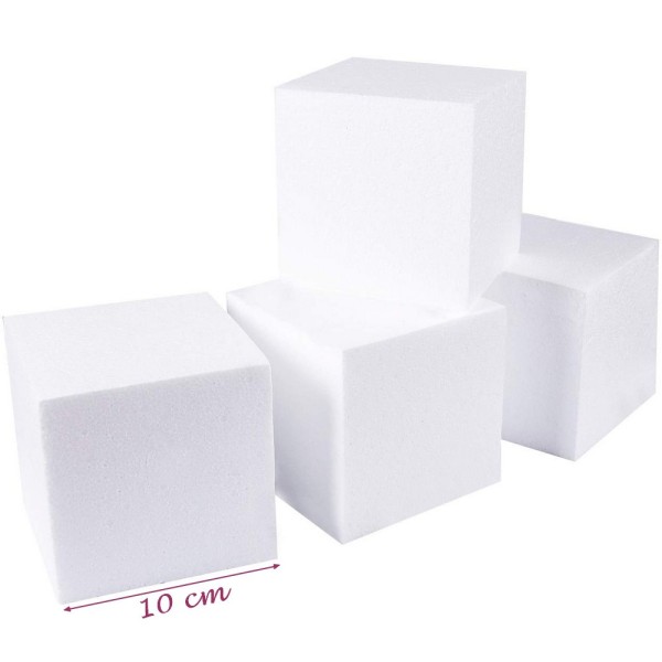 Lot de 6 petits blocs en Polystyrène, dimensions du cube. 10 x 10 x 10 cm, cubes support carré à déc - Photo n°3