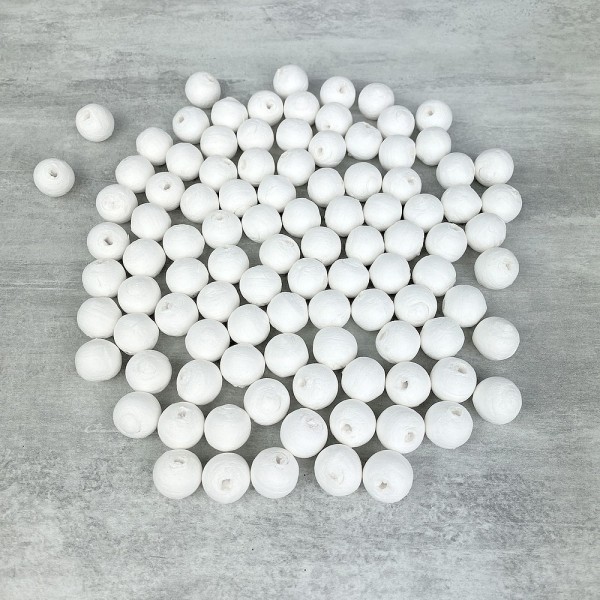 Lot de 100 Boules de 1,5 cm en ouate de cellulose, Billes blanches en coton compressé de 15mm avec t - Photo n°1