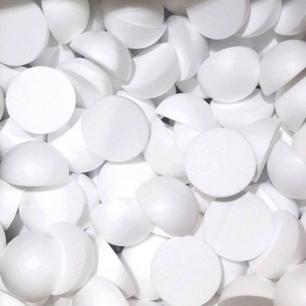 Gros lot 100 petites demi Boules polystyrène diamètre 2 cm/20 mm, Dôme plein en Styro blanc - Photo n°1