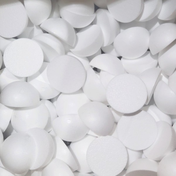Lot 50 petites demi Boules polystyrène diamètre 4cm/40mm, Dôme plein en Styro blanc - Photo n°1