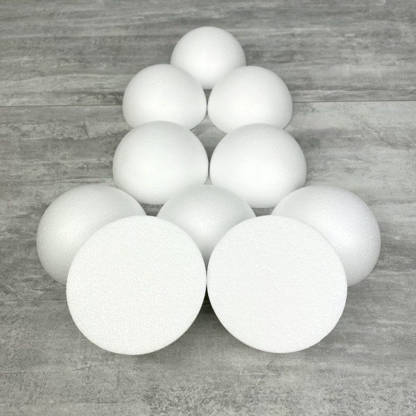 Lot de 10 Demi-Sphères de 8 cm de diamètre, Dômes pleins en polystyrène de 4cm de haut - Photo n°1
