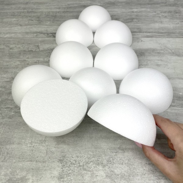 Lot de 10 Demi-Sphères de 10 cm de diamètre, Dômes pleins en polystyrène de 5cm de haut - Photo n°3