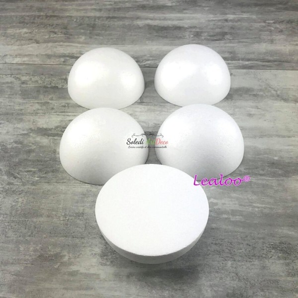 Lot de 5 Demi-Sphères de 12 cm de diamètre, Dômes pleins en polystyrène de 6 cm de haut - Photo n°3