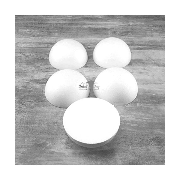 Lot de 5 Demi-Sphères de 12 cm de diamètre, Dômes pleins en polystyrène de 6 cm de haut - Photo n°1