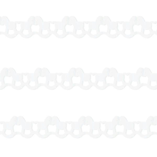 Guirlande de 4 m découpe Cheval à bascule en papier de soie Blanc de 12,5 cm de haut - Photo n°1