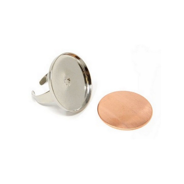 Bague avec Platine ronde couleur argent, ø 2,5 cm, support Cuivre, pour création bijoux Efcolor - Photo n°2