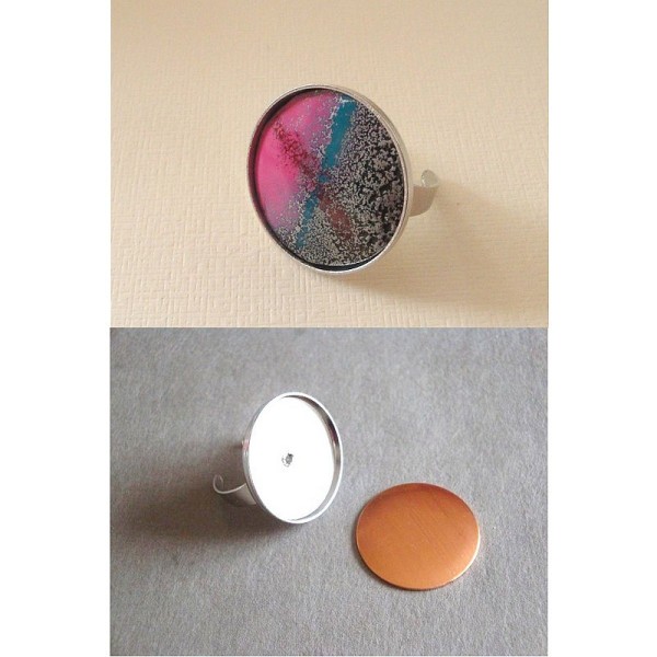 Bague avec Platine ronde couleur argent, ø 2,5 cm, support Cuivre, pour création bijoux Efcolor - Photo n°3