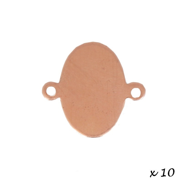 Lot de 10 Pendentifs en cuivre Ovale, 2 trous, ébauche Ø 20 mm x 13 mm, pour émaillage - Photo n°1