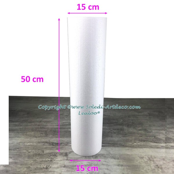 Cylindre en polystyrène diam. 15 x haut. 50 cm, Colonne en Styropor blanc pour présentoir, de densit - Photo n°3
