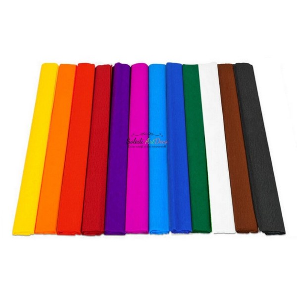 Lot de 12 Rouleaux de Papier crépon Multicolore, 50 cm x 250 cm, 31 g/ m² - Photo n°1