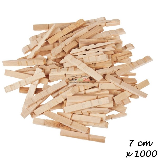 Maxi lot de 1000 Demi-Pinces à linge en bois brut, 7 cm, larg. 1 cm, à customiser - Photo n°2