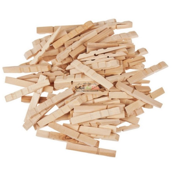 Maxi lot de 1000 Demi-Pinces à linge en bois brut, 7 cm, larg. 1 cm, à customiser - Photo n°1
