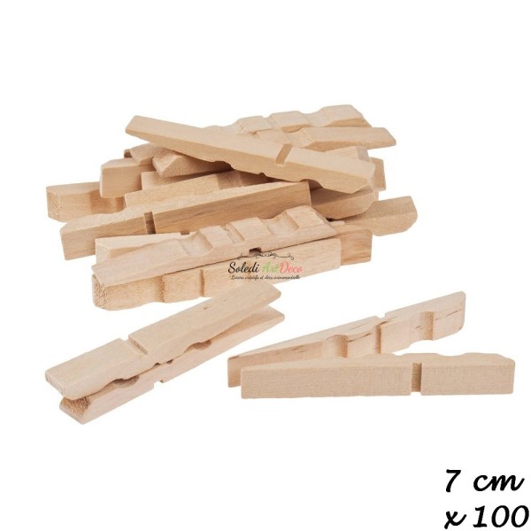 Lot de 100 Demi-Pinces à linge en bois brut, 7 cm, larg. 1 cm, à customiser - Photo n°2