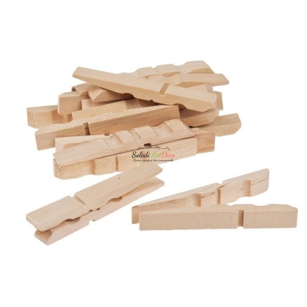 Lot de 100 Demi-Pinces à linge en bois brut, 7 cm, larg. 1 cm, à customiser - Photo n°1