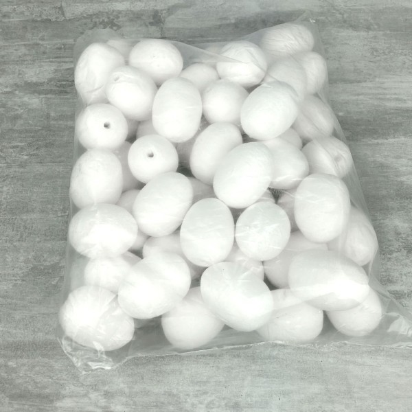 Lot de 50 Oeufs de poule de 5,5 cm en Ouate de cellulose, avec trou de suspension, en coton compress - Photo n°3