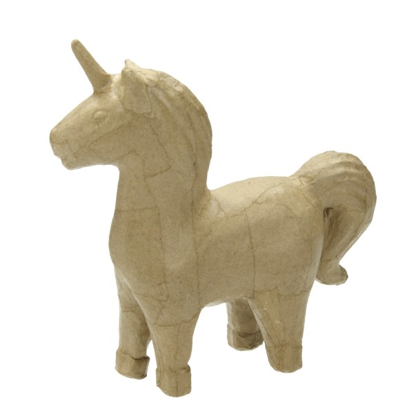 Licorne en papier mâché, 15 x 15 x 5 cm, cheval à corne à customiser - Photo n°1