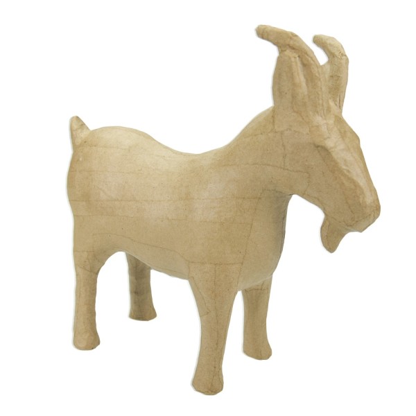 Grande chèvre en papier mâché, 21 x 19,5 cm, animal de la ferme à décorer - Photo n°1