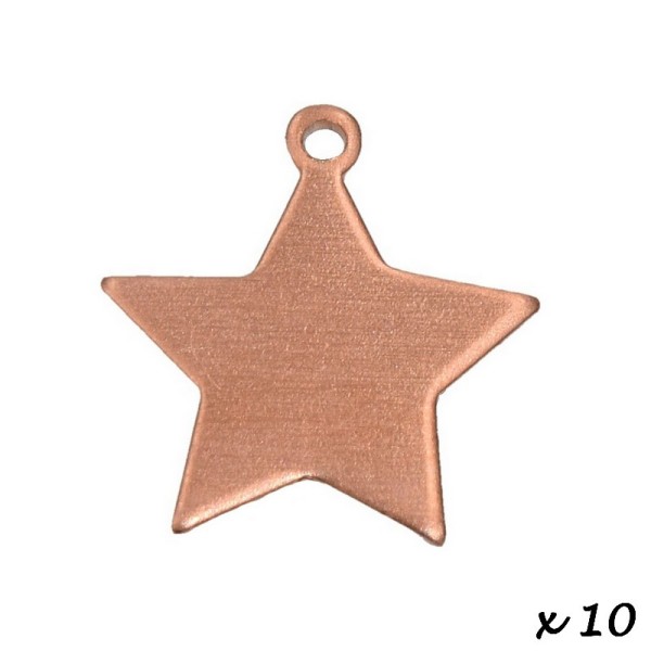 Lot de 10 Pendentifs en cuivre étoile 1 trou, 2 x 1,7 cm, ébauche pour émaillage - Photo n°2