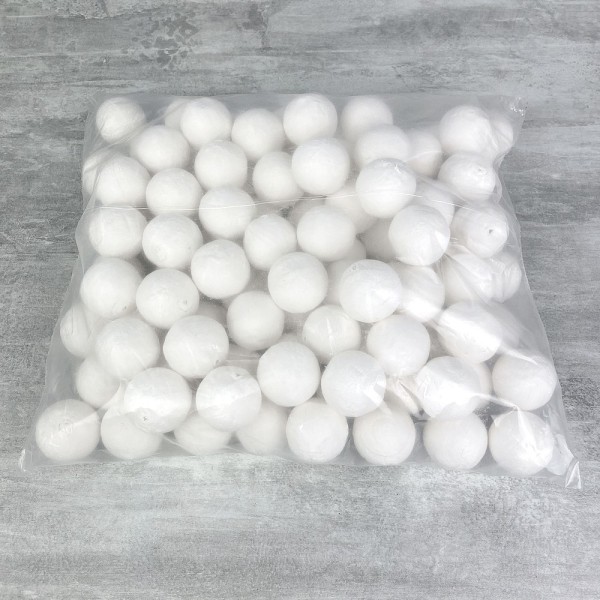 Lot de 50 Boules de 3 cm en ouate de cellulose, Billes blanches en coton compressé de 30mm avec trou - Photo n°3