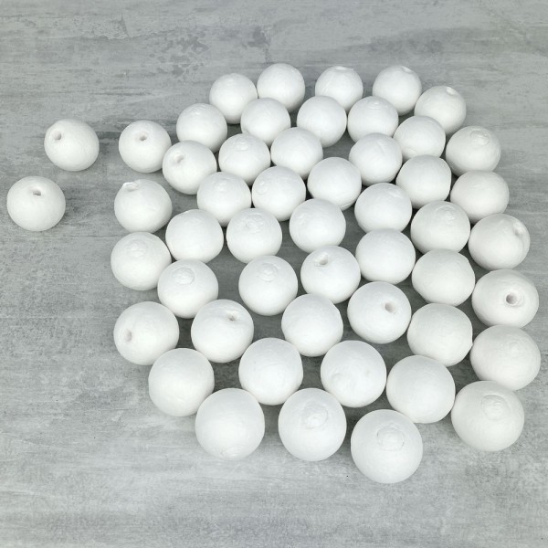 Lot de 50 Boules de 3,5 cm en ouate de cellulose, Billes blanches en coton compressé de 35 mm avec t - Photo n°1