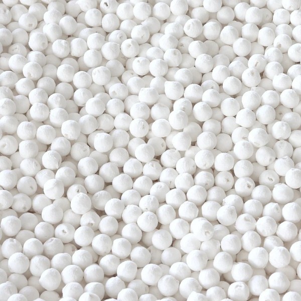 Lot 1000 Boules de 3 cm en ouate de cellulose, Billes blanches en coton compressé de 30 mm avec trou - Photo n°1