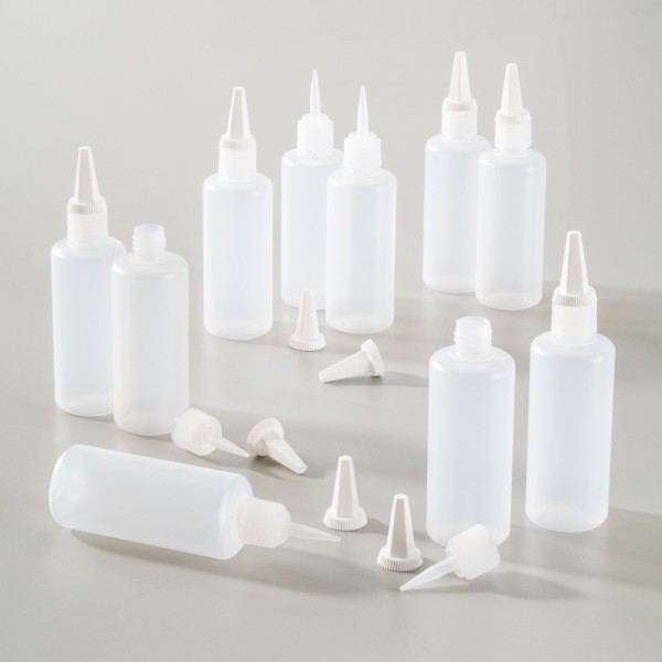 Lot de 10 Flacons Applicateur, 100 ml, plastique et embout conique pour Gutta/Peinture - Photo n°1