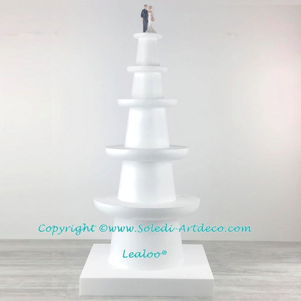 Présentoir Polystyrène 100 cm de haut, 5 étages en Styro Base 50cm, pour Wedding cake et festivités - Photo n°4