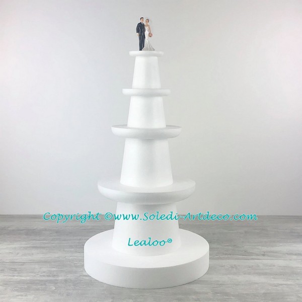 Présentoir Polystyrène à 4 étages en Styro Base Ø 45cm, 76 cm de haut pour Wedding cake et festivité - Photo n°4