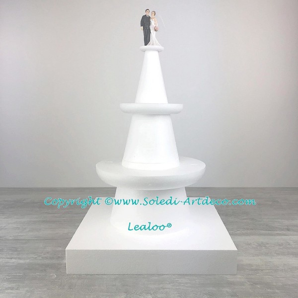 Présentoir Polystyrène de 61 cm de haut, 3 étages en Styro, Base carrée 45 cm, pour Wedding cake, Ma - Photo n°2