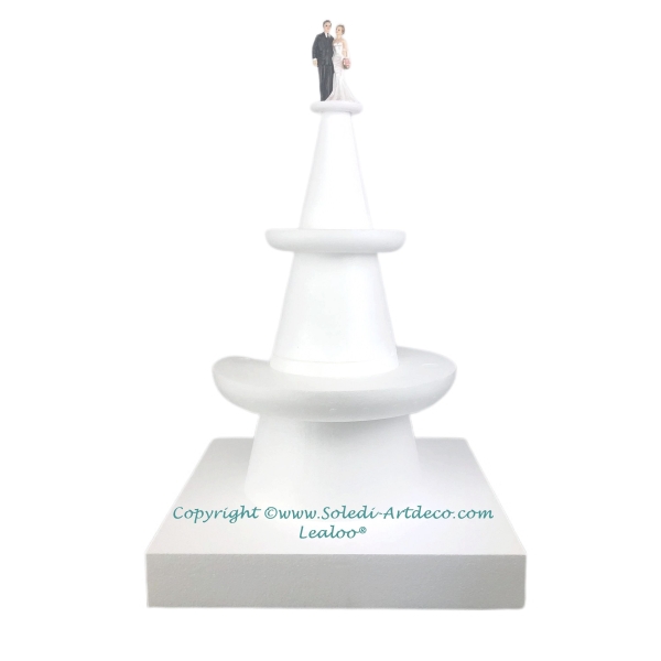 Présentoir Polystyrène de 61 cm de haut, 3 étages en Styro, Base carrée 45 cm, pour Wedding cake, Ma - Photo n°1