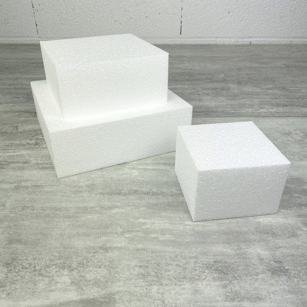 Petite Pièce montée carrée en polystyrène 21 cm de haut, coté 20cm à 10cm, 3 étages en Styro x 7cm d - Photo n°4