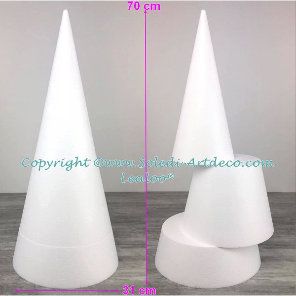 Grand cône 70 cm de hauteur pour présentoir en polystyrène, Base 31 cm, en 3 parties - Photo n°3