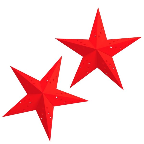 Lot de 2 grandes Lanternes étoile rouge, dim. 60 cm, suspension en carton - Photo n°1