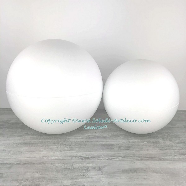 Lot 2 Grandes Boules 50 cm et 40 cm en polystyrène, séparables, Sphères creuses sécables en Styropor - Photo n°2