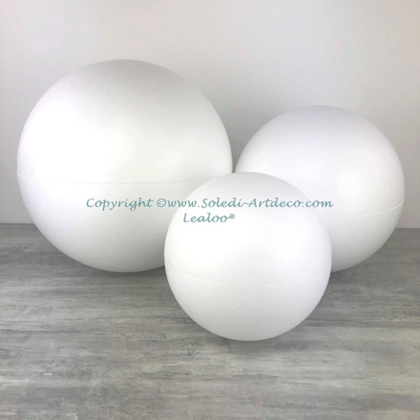 Lot 3 Grandes Boules 50 cm, 40 cm et 30 cm en polystyrène, séparables, Sphères creuses sécables en S - Photo n°2