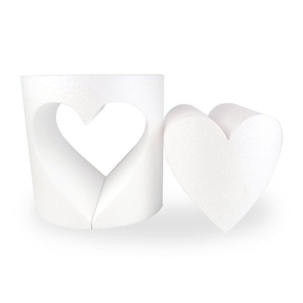 Support en polystyrène ouverture coeur, 15 x 15 cm, intérieur creux, 2 parties - Photo n°1