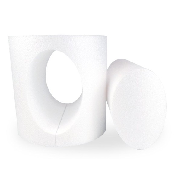Support en polystyrène ouverture ovale, 15 x 15 cm, intérieur creux, 2 parties - Photo n°1