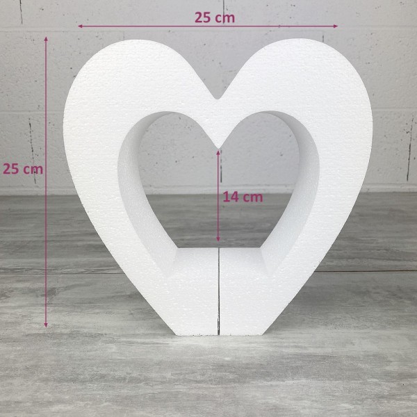 Support en polystyrène double Coeur, 25 x 25 cm, intérieur creux, 2 parties - Photo n°3