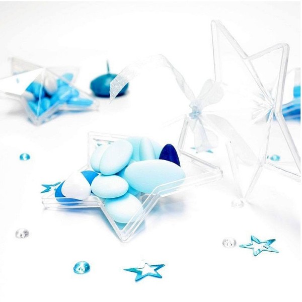 Lot 5 étoiles 3D de 8 cm, plastique cristal alimentaire transparent, séparable, Contenant sécable à - Photo n°4