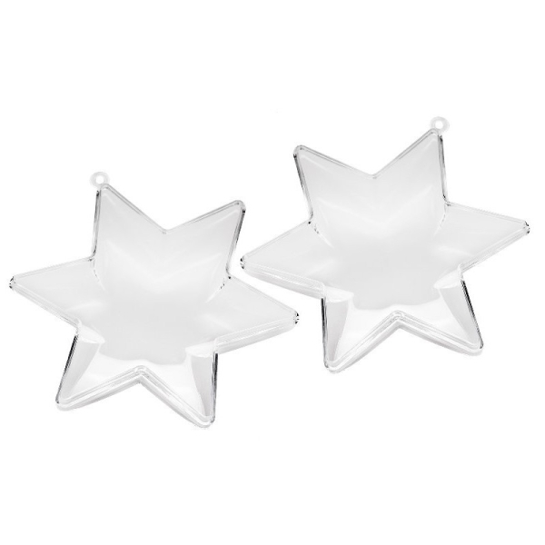 Lot 5 étoiles 3D de 10 cm, 6 branches, plastique cristal alimentaire transparent, séparable, Contena - Photo n°3