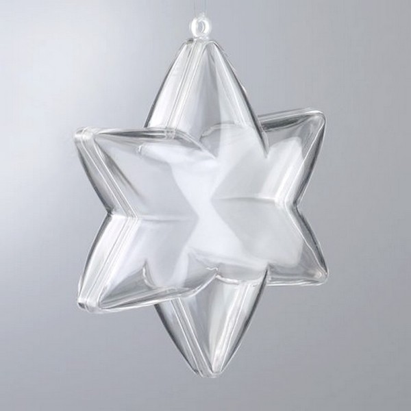 Lot 5 étoiles 3D de 10 cm, 6 branches, plastique cristal alimentaire transparent, séparable, Contena - Photo n°1