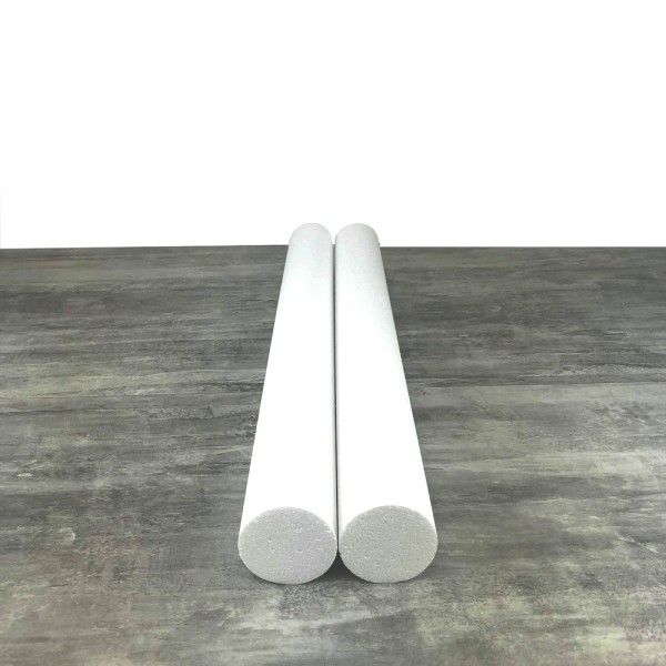 Lot de 2 cylindres diam. 8 cm x Longueur 80 cm, en polystyrène, Colonnes en Styropor blanc pour prés - Photo n°1