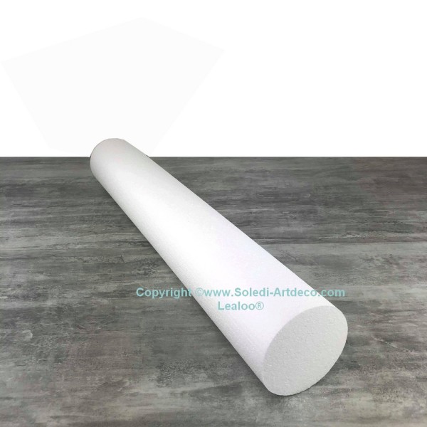 Cylindre diam. 12.5 cm x Longueur 80 cm, en polystyrène, grande Colonne en Styropor blanc pour prése - Photo n°2