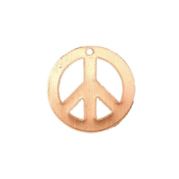 Lot de 10 Pendentifs en cuivre symbole de paix, 1 trou, ⌀ 26 mm, ébauche pour émaillage - Photo n°1