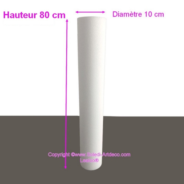 Grand Cylindre en polystyrène diam. 10 x haut. 80 cm, Colonne en Styropor blanc pour présentoir, de - Photo n°2