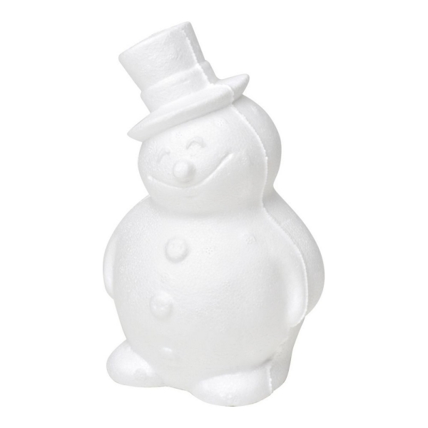 Bonhomme de neige avec Chapeau Haut de forme en polystyrène, Haut. 17 cm, Largeur 8 cm, à customiser - Photo n°1