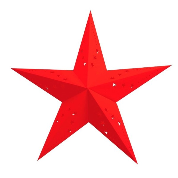 Grande Lanterne étoile rouge, dim. 60 cm, suspension en carton - Photo n°1