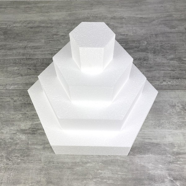 Pièce montée Hexagonale en polystyrène, Base 40 cm à 10 cm, 4 socles de 7 cm de haut, Total 28 cm - Photo n°4