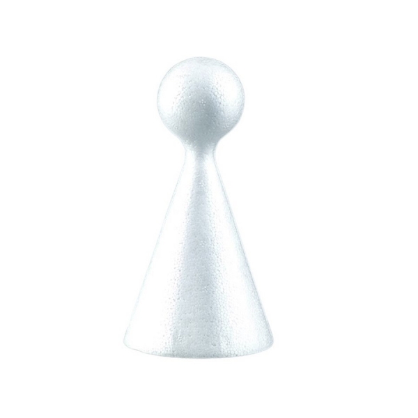 Lot de 5 petits Cônes polystyrène, haut. 10 cm, Ø 4.5cm, avec une boule au sommet, pour poupée - Photo n°4